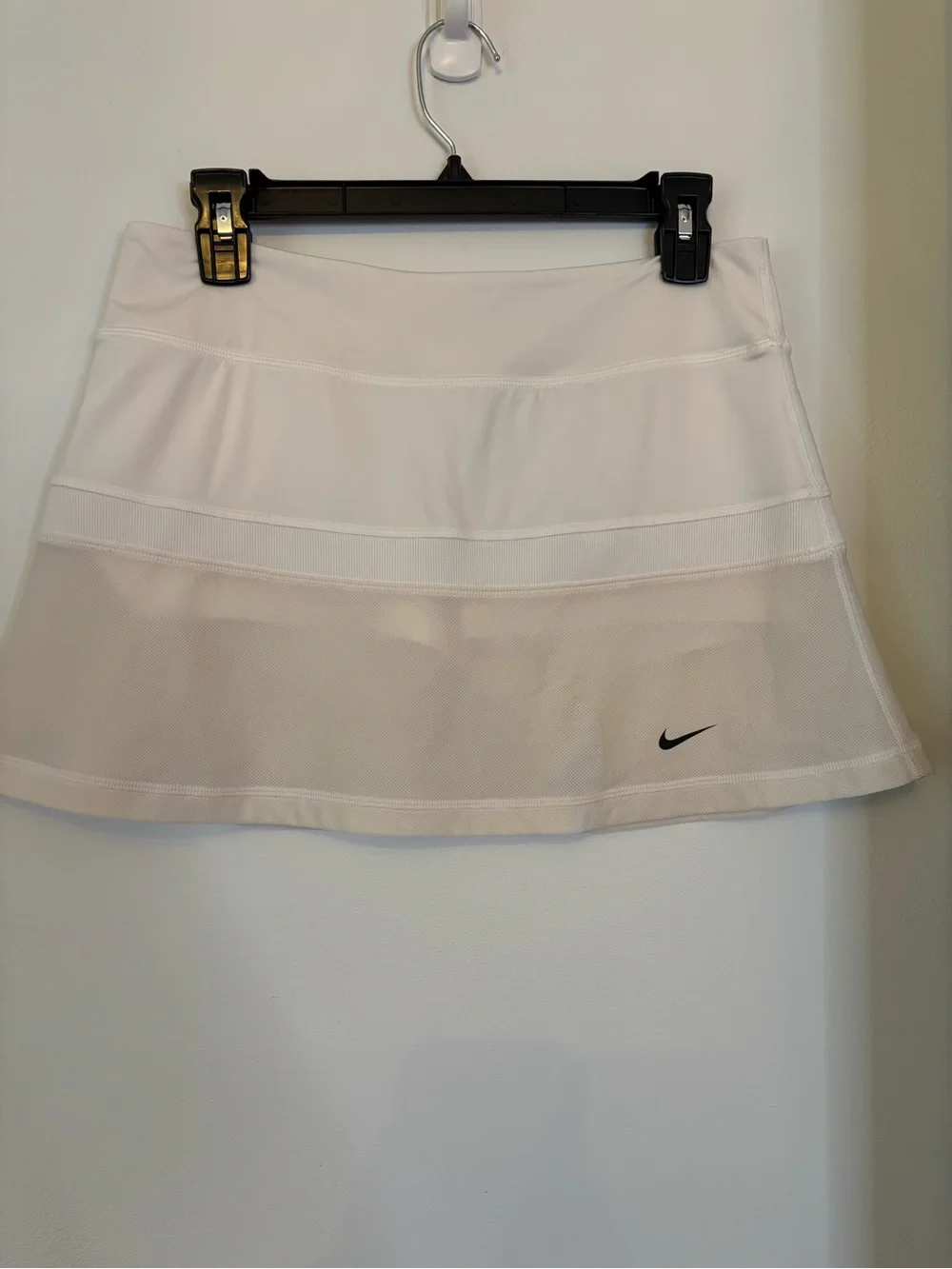 Nike White Mini Athletic Skirt with Black Swoosh